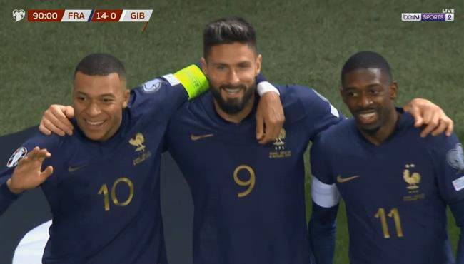 اهداف مباراة فرنسا وجبل طارق 14 0 تصفيات كاس امم اوروبا