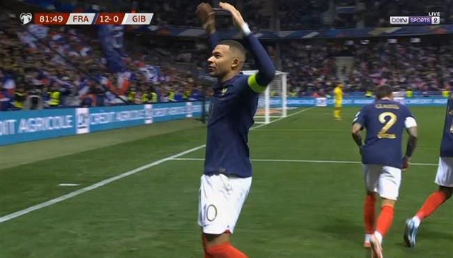 هاتريك مبابي في مباراة فرنسا وجبل الطارق بتصفيات كأس امم اوروبا