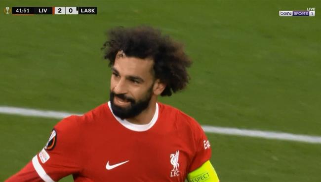 محمد صلاح كاد ان يسجل هدف امام لاسك لينز بالدوري الاوروبي