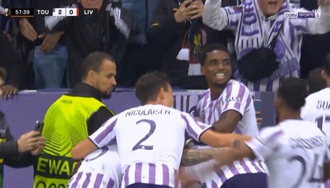 هدف تولوز الثاني في مرمي ليفربول بالدوري الاوروبي