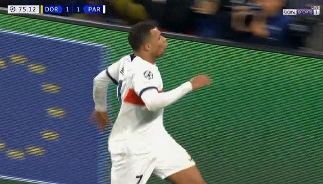 هدف مبابي الملغي امام بوروسيا دورتموند بدوري ابطال اوروبا