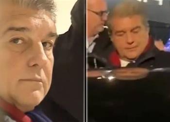 فيديو لابورتا يغادر غرفة ملابس برشلونة غاضب ا بعد السقوط أمام أنتويرب