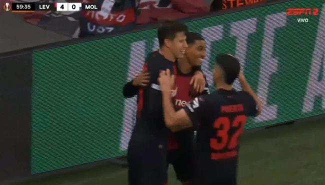 اهداف مباراة باير ليفركوزن ومولده 5 1 الدوري الاوروبي