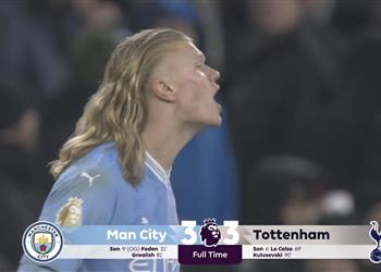 فيديو هالاند يهاجم حكم مباراة مانشستر سيتي وتوتنهام بعد التعادل المثير