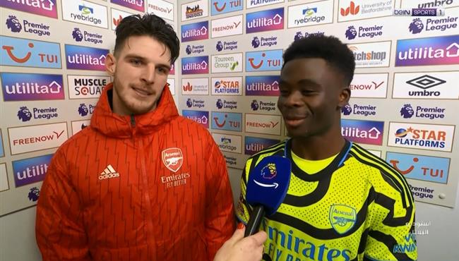 تصريحات ديكلان رايس وساكا بعد مباراة ارسنال ولوتون تاون بالدوري الانجليزي