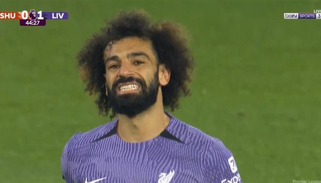 فرصة محمد صلاح علي مرمي شيفيلد يونايتد بالدوري الانجليزي