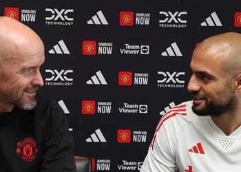 أمرابط يدافع عن تين هاج بعد الفوز على تشيلسي أحد أفضل المدربين في العالم