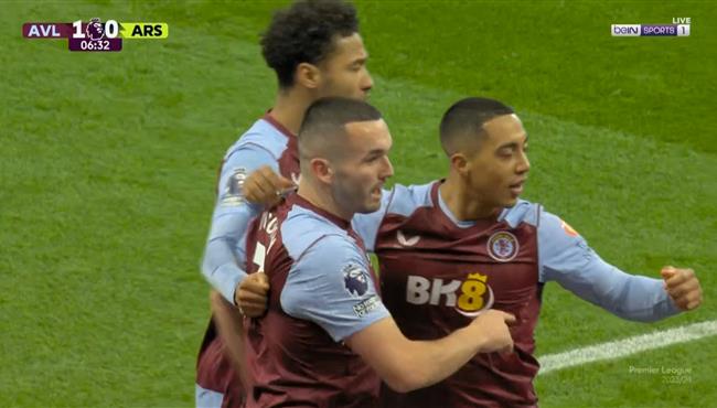 هدف استون فيلا الاول في مرمي ارسنال بالدوري الانجليزي