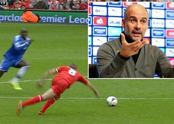 جوارديولا ساخر ا من اتهامات الدوري الإنجليزي مانشستر سيتي المسؤول عن زحلقة جيرارد