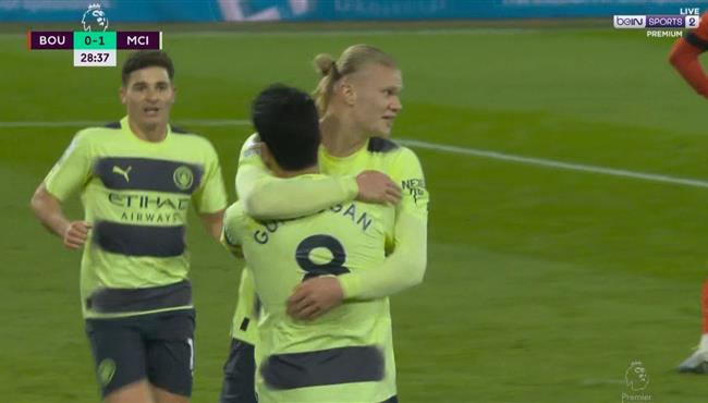 هدف هالاند في مرمي بورنموث بالدوري الانجليزي