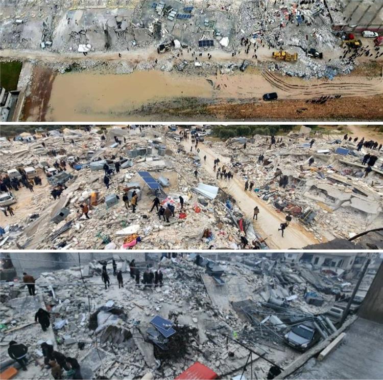 اثار دمار الزلزال في سوريا وتركيا