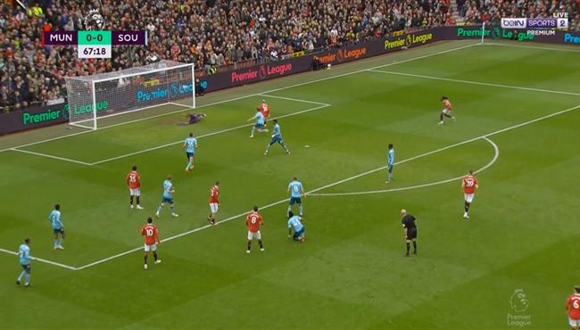 القائم يحرم برونو فيرنانديز من تسجبل هدف رائع امام ساوثهامبتون بالدوري الانجليزي