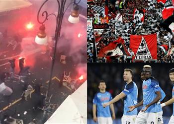فيديو اشتباكات عنيفة قبل مباراة نابولي وفرانكفورت في دوري أبطال أوروبا