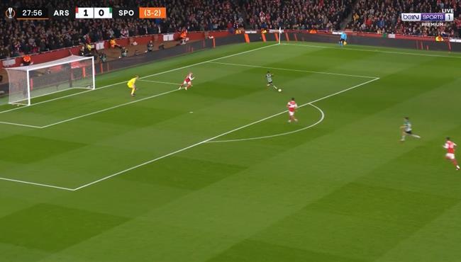 لاعب سبورتينج لشبونة يهدر انفراد امام ارسنال بالدوري الاوروبي