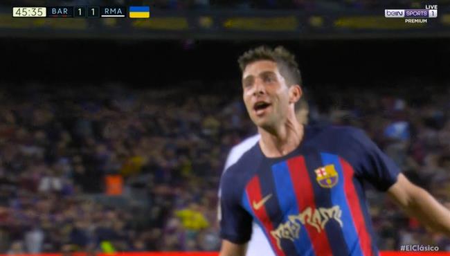 هدف تعادل برشلونة مع ريال مدريد بالدوري الاسباني سيرجي روبيرتو