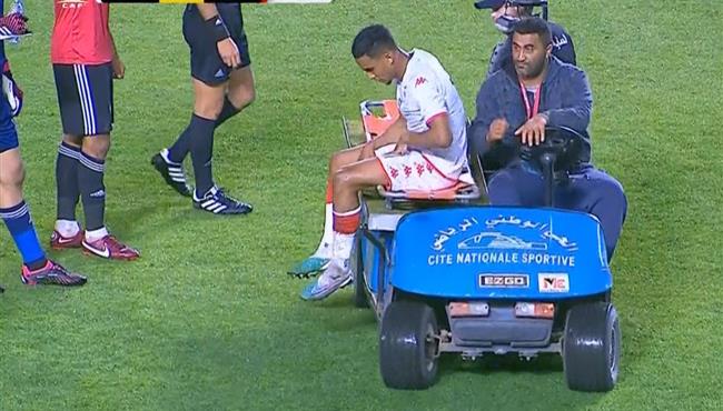 اصابة سيف الدين الجزيري في مباراة تونس وليبيا