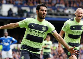 هالاند وجوندوجان يحققان رقمين مميزين في مباراة مانشستر سيتي وإيفرتون