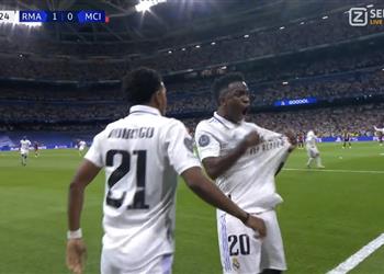 فيديو فينيسيوس جونيور يسجل هدف ريال مدريد الأول أمام مانشستر سيتي