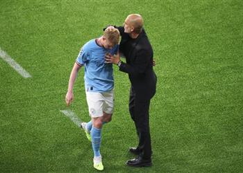 فيديو إصابة دي بروين ومغادرته مباراة مانشستر سيتي وإنتر ميلان