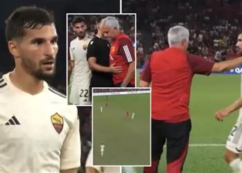 فيديو رغم نفاذ التبديلات تصرف غريب من مورينيو تجاه عوار في ودية روما وبارتيزاني