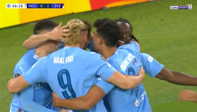 هدف مانشستر سيتي الاول في مرمي النجم الاحمر بدوري ابطال اوروبا