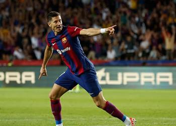 فيديو ليفاندوفسكي يسجل هدف تعادل برشلونة وكانسيلو يحرز الثالث أمام سيلتا فيجو