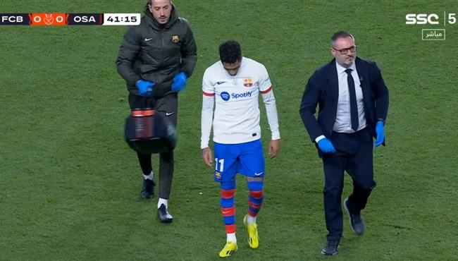 اصابة رافينيا وخروجه في مباراة برشلونة واوساسونا بكاس السوبر الاسباني