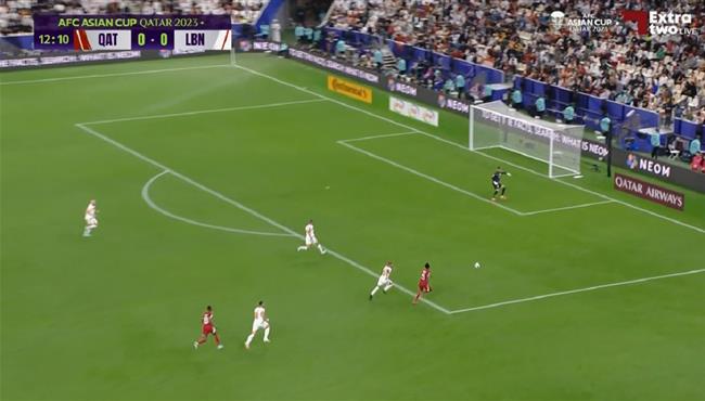 فرصة خطيرة من قطر علي مرمي لبنان في كأس امم اسيا