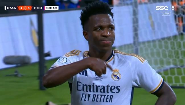 هدف فينيسيوس جونيور الثالث في مرمي برشلونة بكاس السوبر الاسباني
