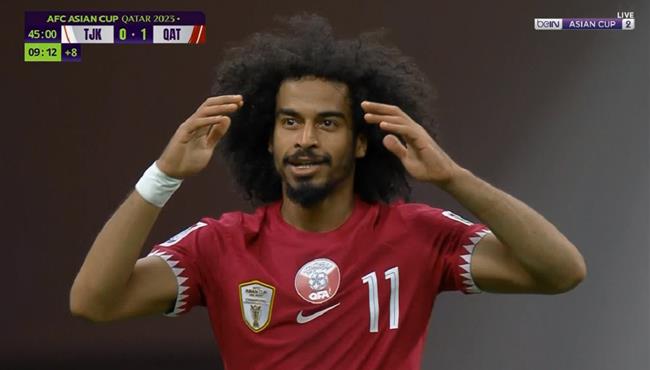 اكرم عفيف كاد ان يسجل هدف رائع امام طاجيكستان بكأس اسيا