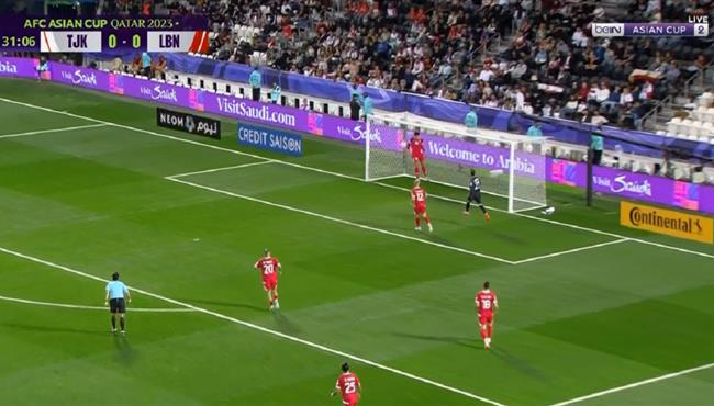 العارضة تحرم طاجيكستان من تسجيل هدف رائع امام لبنان بكأس اسيا