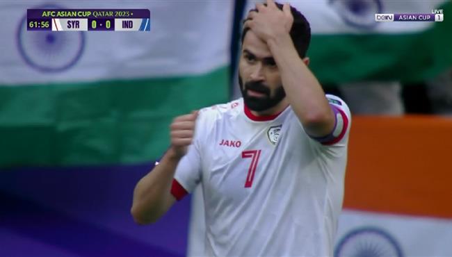 عمر خريبيين كاد ان يسجل هدف سوريا الاول في مرمي الهند بكاس اسيا
