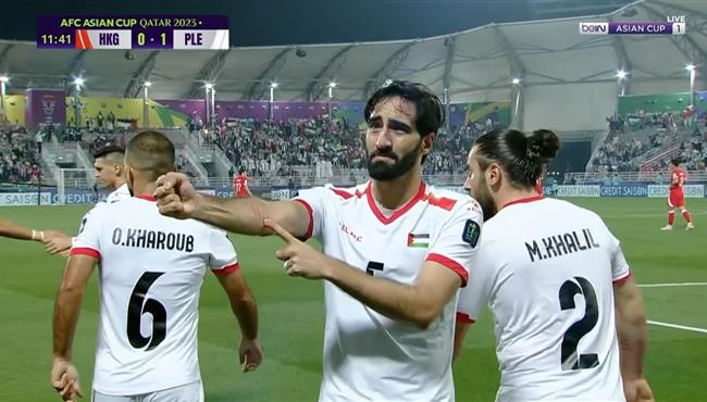 هدف فلسطين الاول في مرمي هونج كونج عدي الدباغ