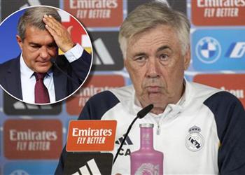 أنشيلوتي يرد على رئيس برشلونة الجميع يعرف ما حدث آخر 20 عام ا ولا تحرفوا الأمر