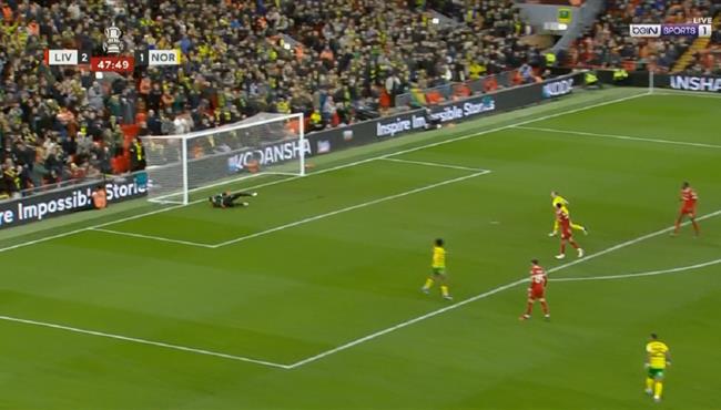 فرصة خطيرة من نورويتش سيتي علي مرمي ليفربول بكأس الاتحاد الانجليزي