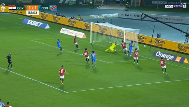 لاعب الكونغو الديمقراطية يهدر هدف محقق امام مصر بكأس امم افريقيا