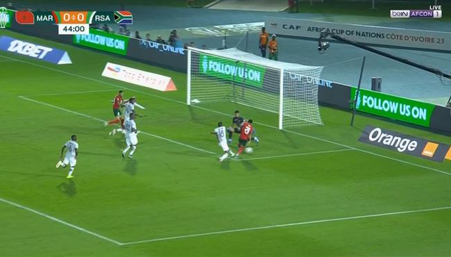 امين عدلي يهدر هدف محقق للمغرب امام جنوب افريقيا في كاس امم افريقيا