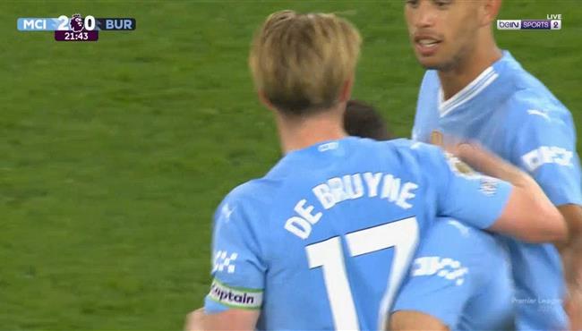 هدف جوليان الفاريز الثاني في مرمي بيرنلي بالدوري الانجليزي اسيست دي بروين