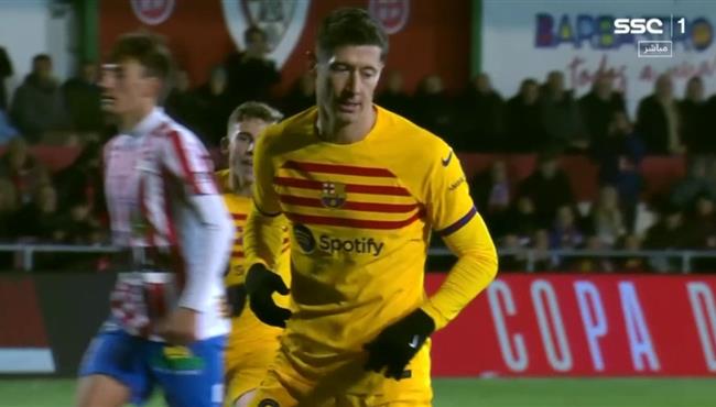 هدف ليفاندوفيسكي في مرمي بارباسترو بكاس ملك اسبانيا