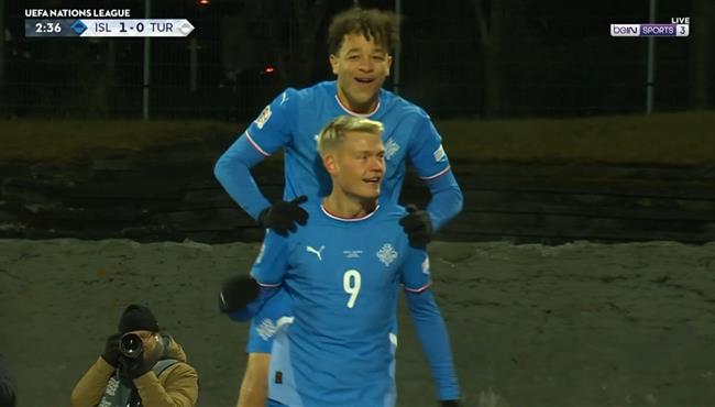 هدف ايسلندا الاول في مرمي تركيا بدوري الامم الاوروبية