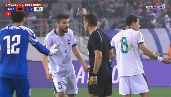 علي فايز يسقط لاعب كوريا الجنوبية أرضا بعد استفزازه في تصفيات كأس العالم