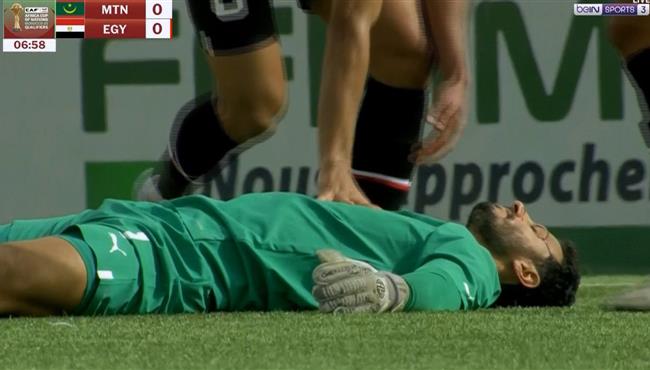 اصابة محمد الشناوي في مباراة مصر وموريتانيا بتصفيات كاس امم افريقيا