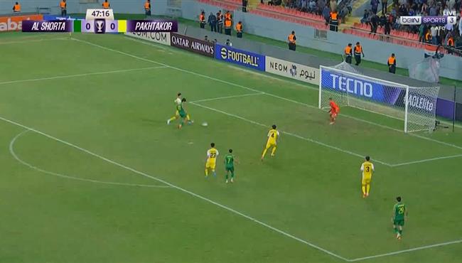 مهند علي يهدر هدف محقق في مباراة الشرطة وباختاكور بدوري ابطال اسيا