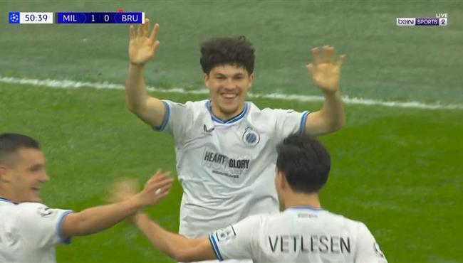 هدف تعادل كلوب بروج مع ميلان 1 1 دوري ابطال اوروبا