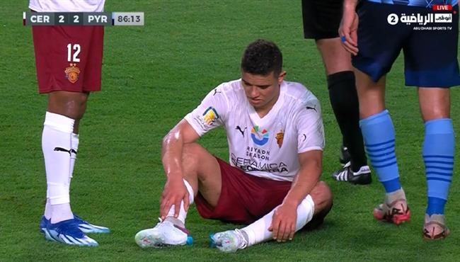 اصابة سعد سمير في مباراة بيراميدز وسيراميكا كليوباترا بكاس السوبر المصري