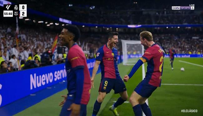 هدف ليفاندوفيسكي الثاني في مرمي ريال مدريد بالدوري الاسباني