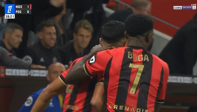 هدف نيس الاول في مرمي باريس سان جيرمان بالدوري الفرنسي