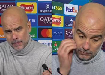 فيديو أردت إيذاء نفسي جوارديولا يبرر خدوش وجهه بعد تعادل مانشستر سيتي وفينورد