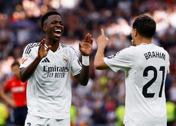 فيديو الهاتريك فينيسيوس جونيور يسجل هدف ريال مدريد الرابع أمام أوساسونا