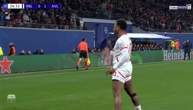 هدف تعادل لايبزيج مع استون فيلا 1 1 دوري ابطال اوروبا